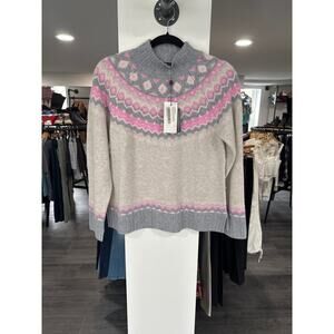 NWT Alashan Fair Isle Cashmere Turtleneck Sweater Size S